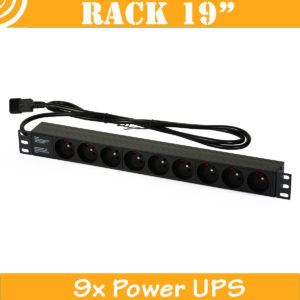 AC Power Strip (19" RACK, 1U, 9 outlets, IEC320C13/UPS plug)