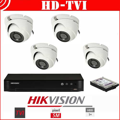 Videosecurity Kit HD-Tvi Hikvision – 4ch – 5MPX – Dome 1