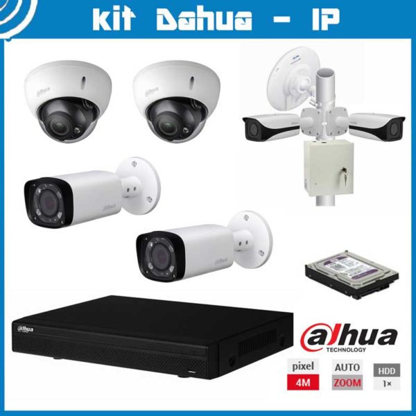 Videosecurity Kit Dahua IP – 6ch- 2xDome+2xBullet + 2xWifi – 4mpx – IR 1