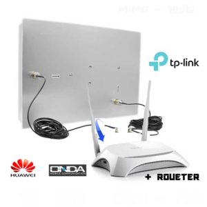 Kit LTE / 4G - Mimo Antenna 16dbi + 2x 10m cable + Router MR3420