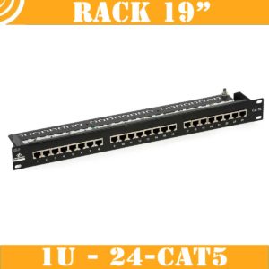 Patch Panel (1U, 24 CAT.5e RJ45 ports + cable holder)