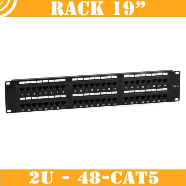 Patch Panel (2U, 48 CAT5 RJ45 ports) 2